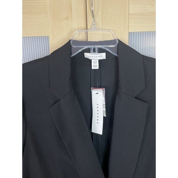 Topshop Blazer Jacket Womens Sz 6 Medium Black Career Party Casual - Picture 3 of 6